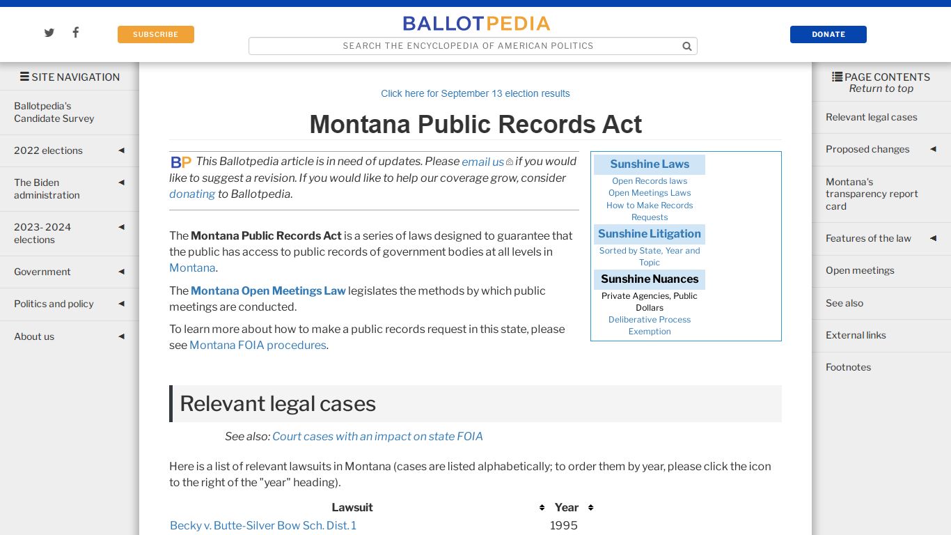 Montana Public Records Act - Ballotpedia